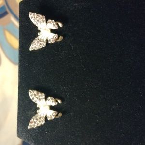 White & Gold Butterfly Earrings
